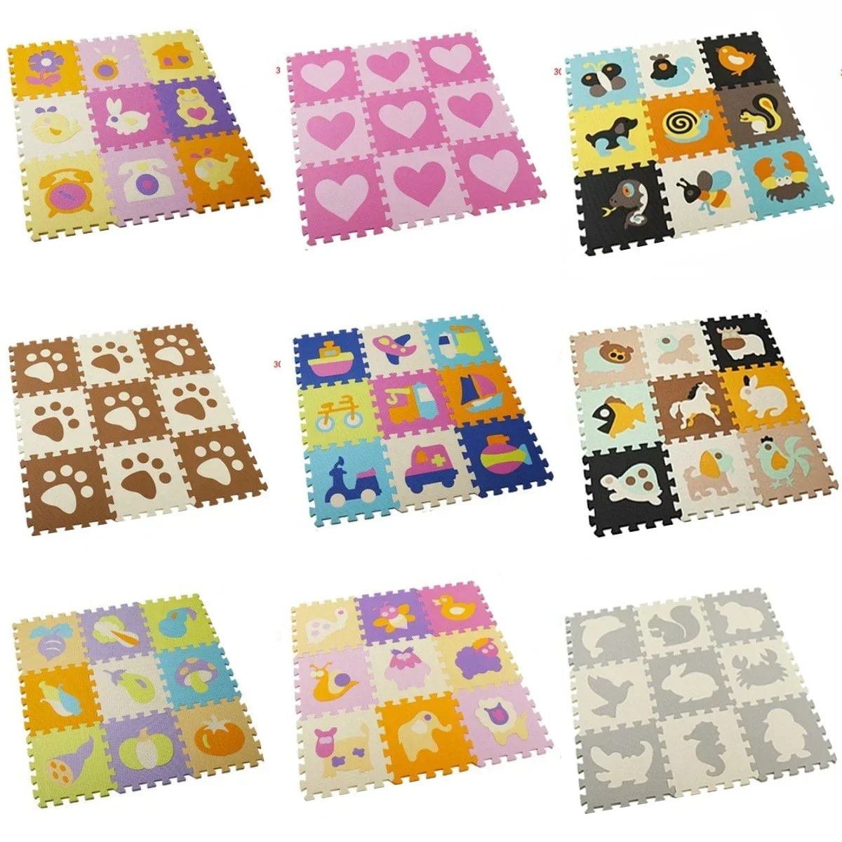 Kids Education Rug - 30*30*1cm 9Pcs Set Floor Mat Puzzle