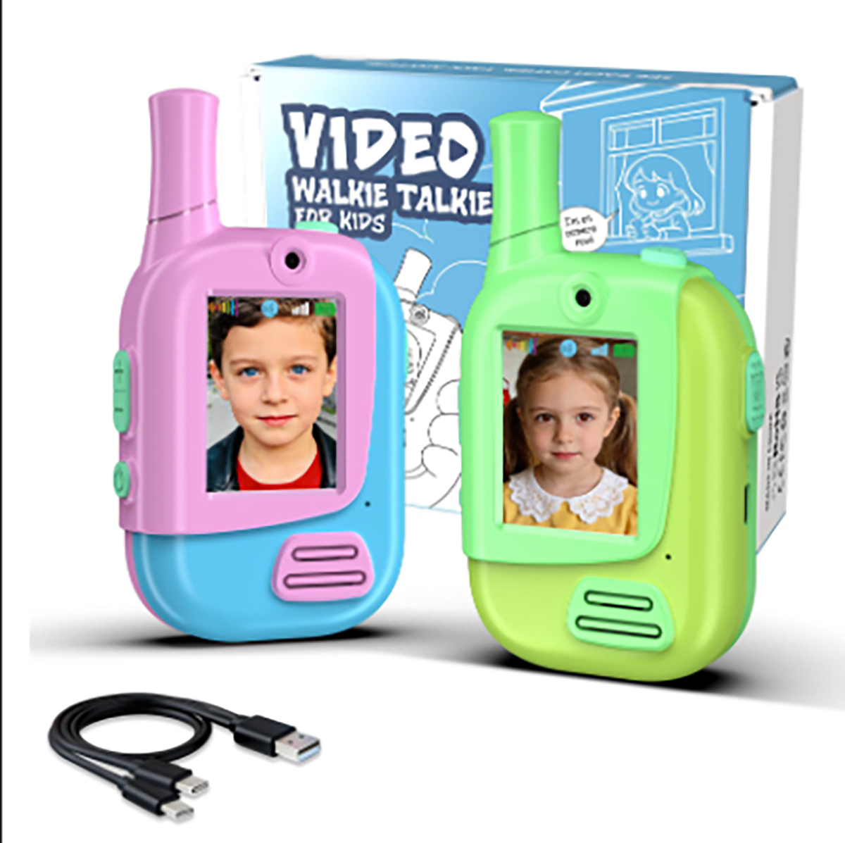 Kids Outdoor Education - 2 Pack Rechargeable Kids Video Walkie